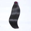 Raw Cambodian Bone Straight Hair Bundles displayed on a white background showcasing its silky texture and high luster.